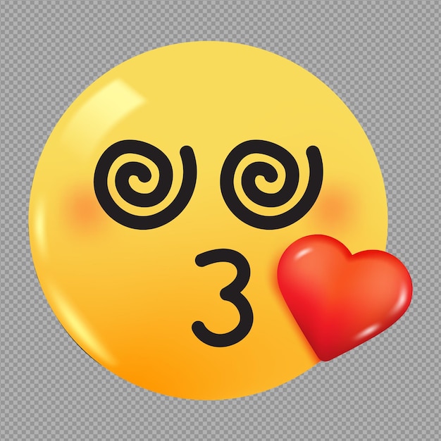 Illustrazione 3d dell'emoji d'amore