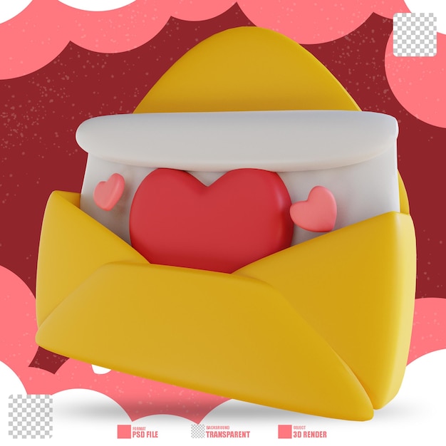 3d illustration love letter 2