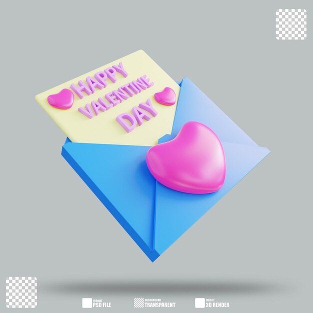 Illustrazione 3d lettera d'amore 2