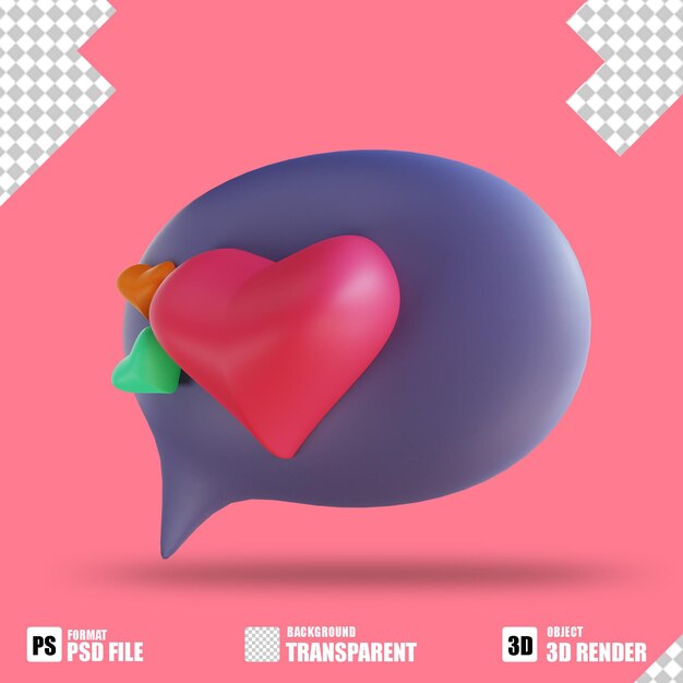 Illustrazione 3d messaggio d'amore 5 adatto per san valentino