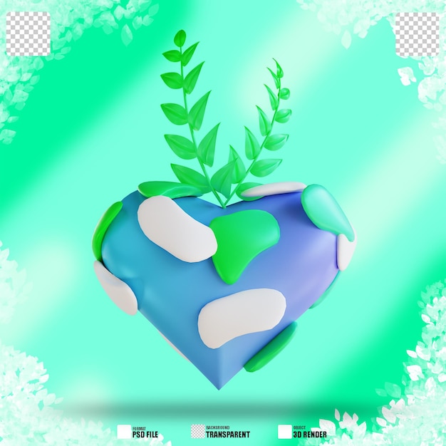 3d illustration love plants and earth