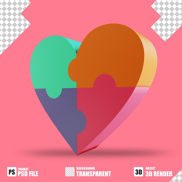 3d illustration love puzzle 2 suitable for valentine's day