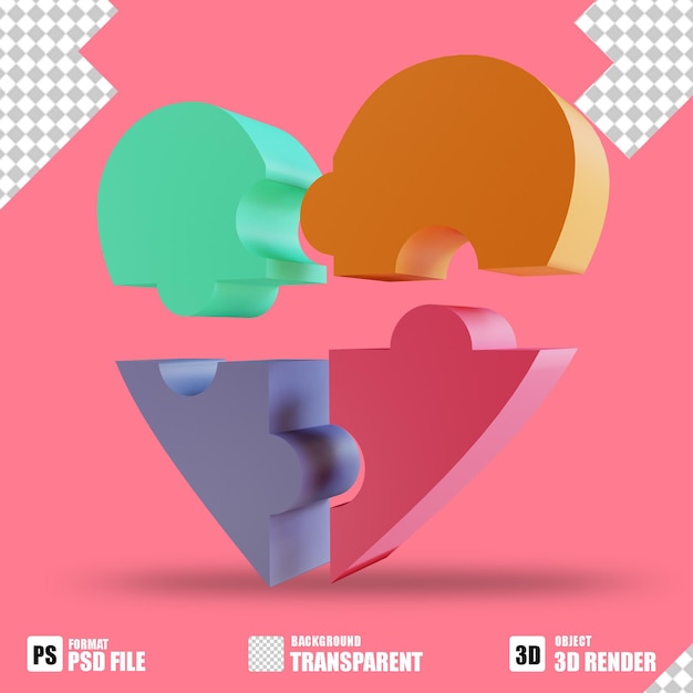 Illustrazione 3d puzzle d'amore 6 adatto per san valentino