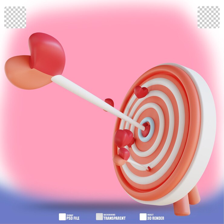 PSD 3d illustration love targets 3