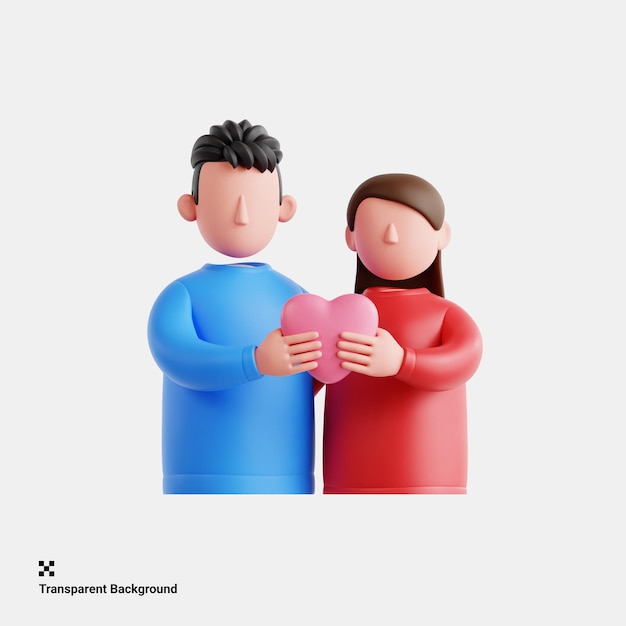 3D画像 愛するカップルが抱きしめる