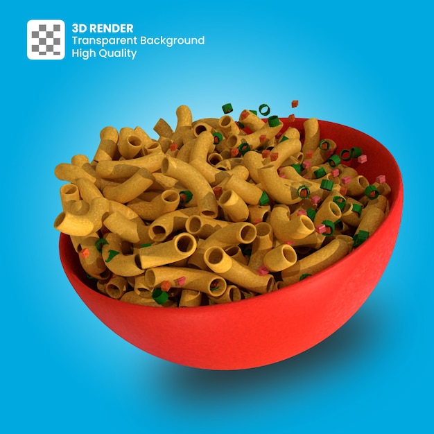 PSD 3d illustrazione insalata di maccheroni premium psd