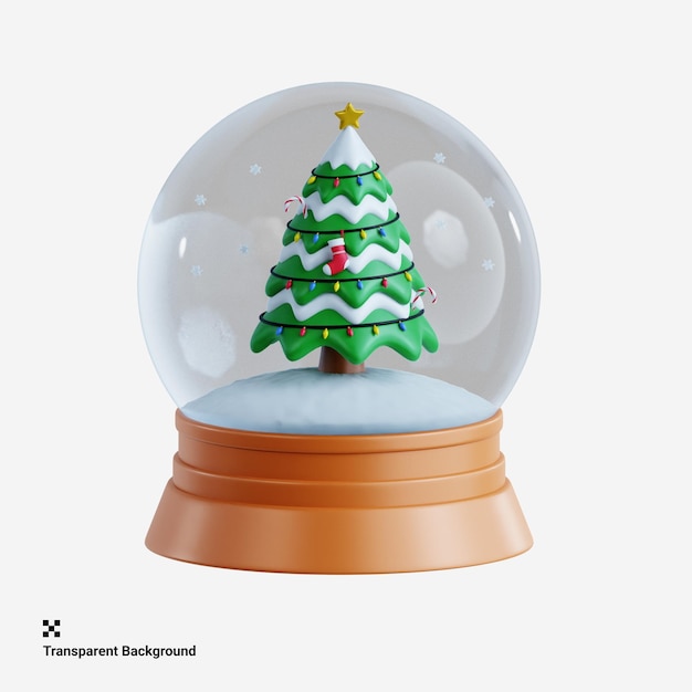 PSD 3d illustration of magical crystal ball for enchanting christmas