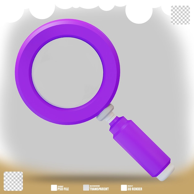 PSD 3d illustration magnifying glass 3