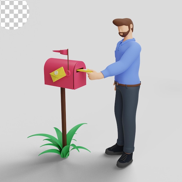 PSD 3d illustration. mailbox concept for landing page