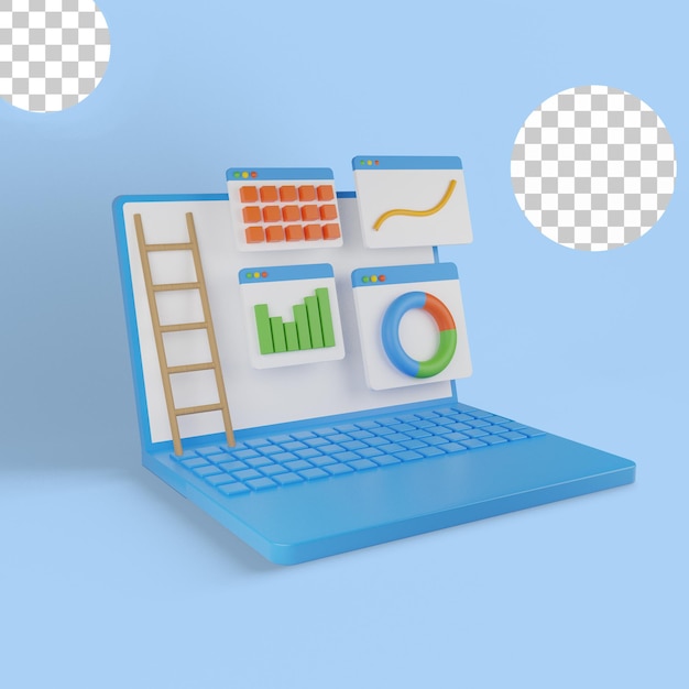 3d illustration of make some planning with laptop