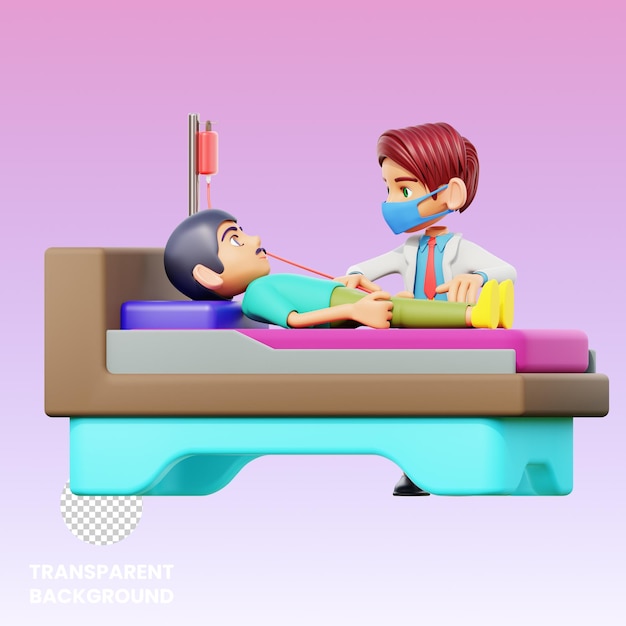 3d 일러스트레이션 남성 의사 검사 환자
