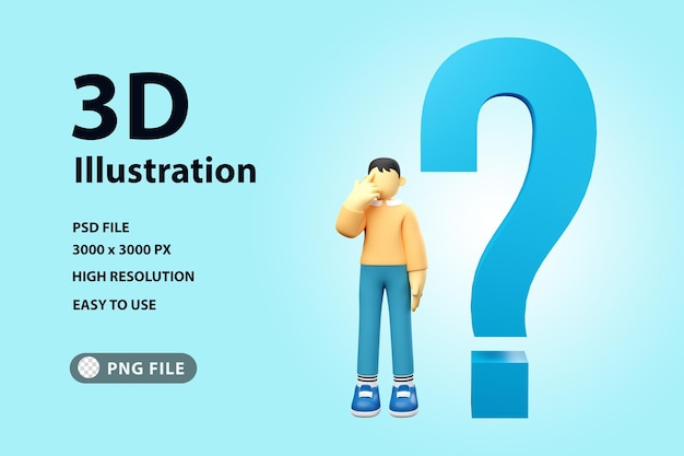 3D illustration man asking a question