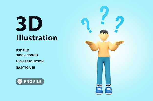 PSD 3d illustration man asking question