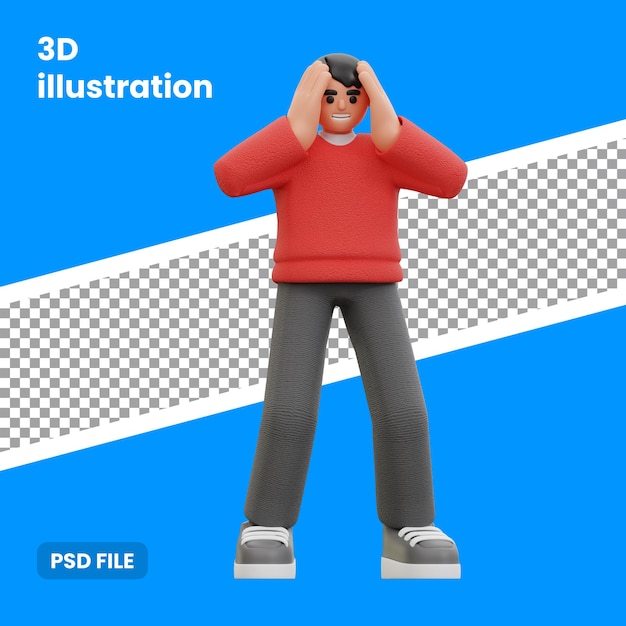 PSD illustrazione 3d della posa confusa dell'uomo