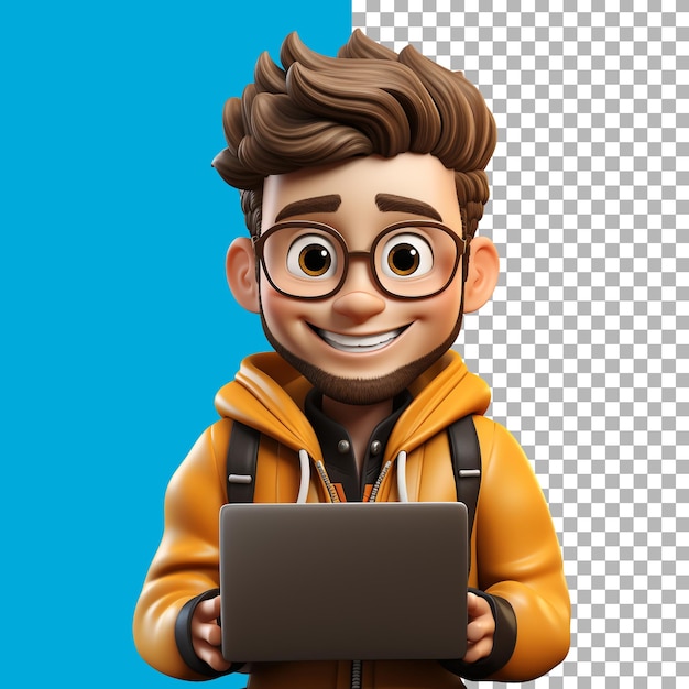 3d illustration a man holding a laptop