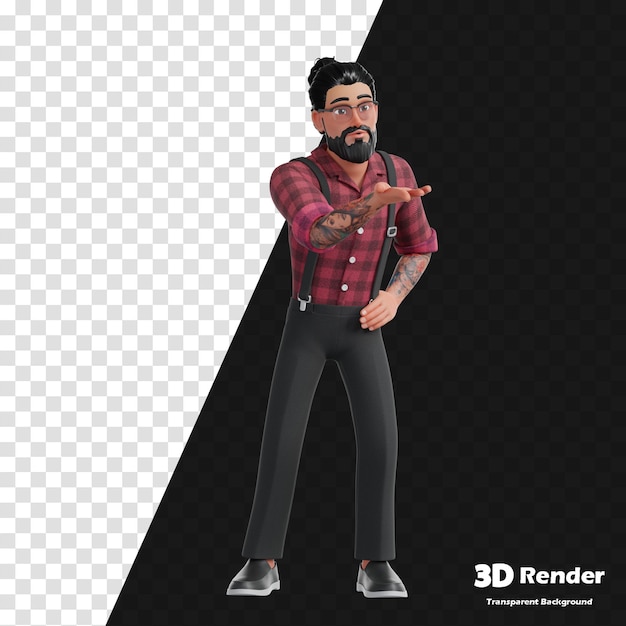シャツとメガネを着た男の3Dイラスト
