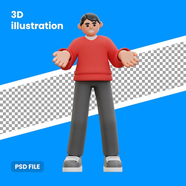 PSD illustrazione 3d dell'uomo che mostra le braccia aperte