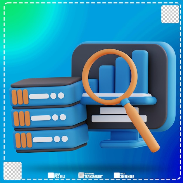 PSD 3d illustration of management file analysis 2