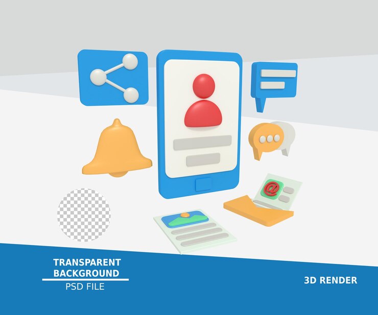 PSD 3d illustration of a marketing account profile