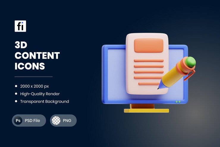 PSD 3d illustration marketing article blog content