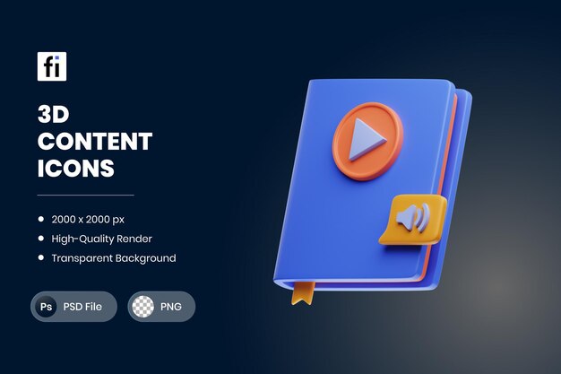 PSD 3d illustration marketing content audio book