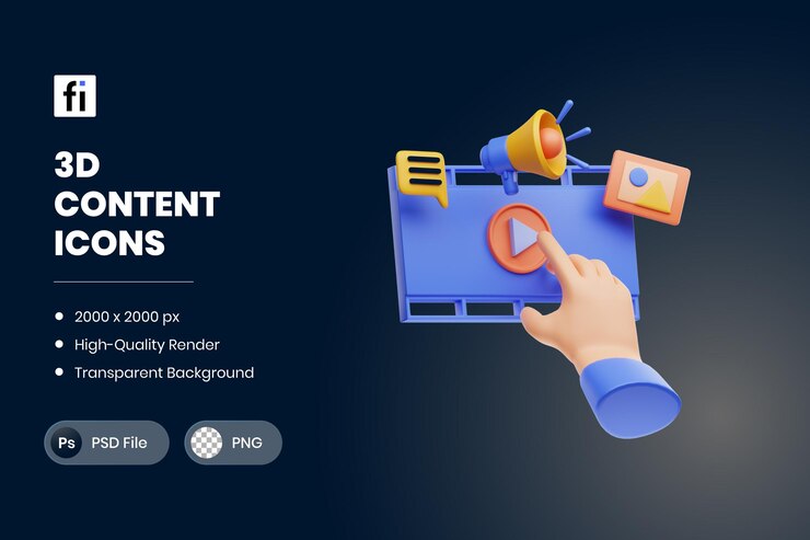 PSD 3d illustration marketing content interactive content