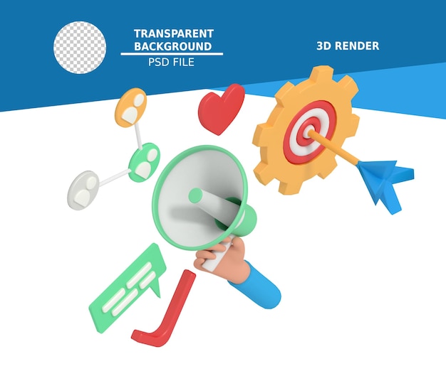 PSD 3d illustration of marketing target