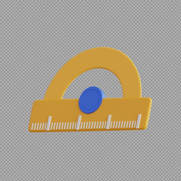 PSD 3d illustration of measuring tape protractor geometry tool in transparent background