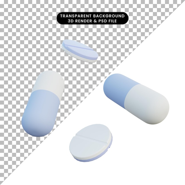 PSD pillola e tablet della medicina dell'illustrazione 3d