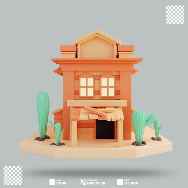 PSD 3d illustration mediterranean house 2