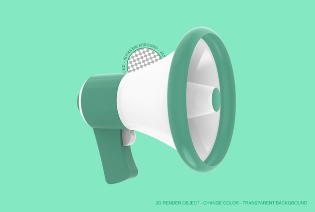 PSD 3d illustration of megaphone isolated with transparent background for scene creator and banner desig