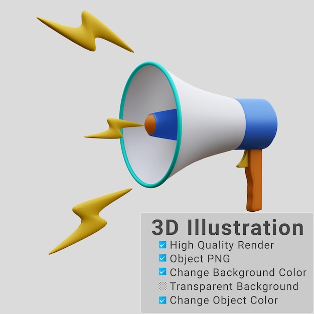 Altoparlante del megafono dell'illustrazione 3d