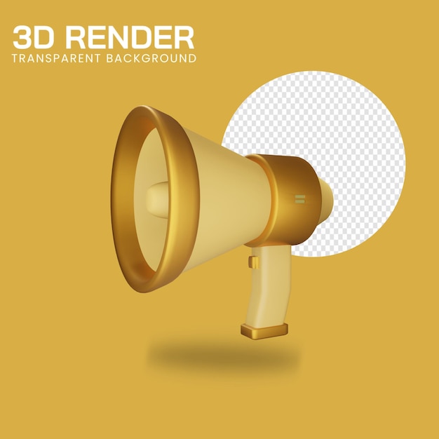 3D illustration of megaphone speaker