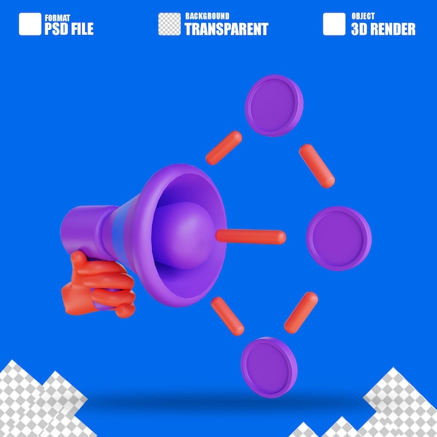 Мегафон с 3D-иллюстрацией подходит для цифрового маркетинга