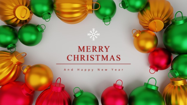 3d illustration merry christmas concept background with christmas ball ornament