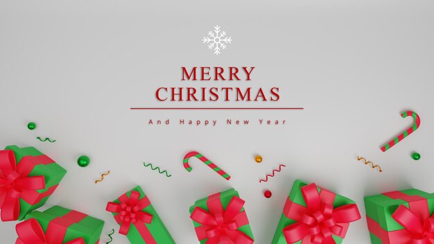 3d illustration merry christmas concept background with gift box