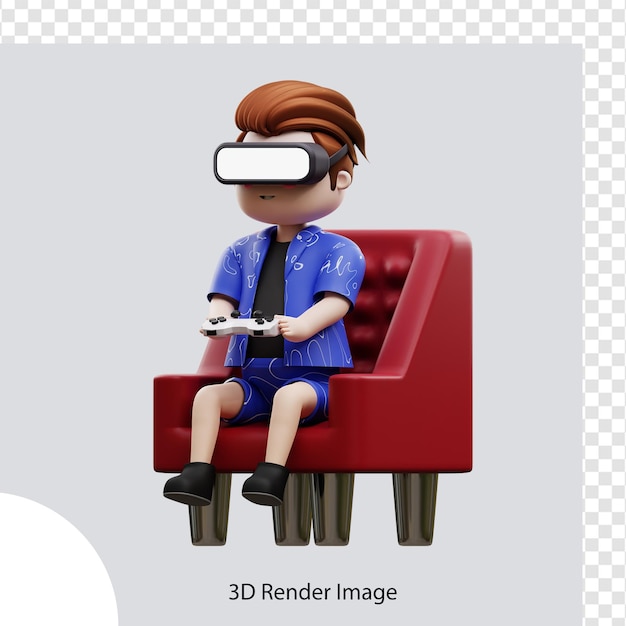 3d illustration metaverse character playing game, for web, app, infographic, app