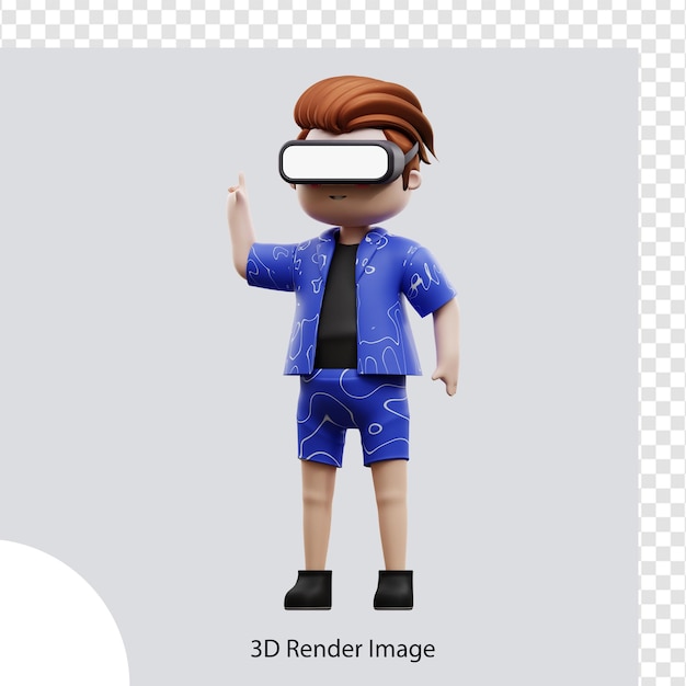 3d illustration metaverse character with virtual reality, for web, app, infographic, app