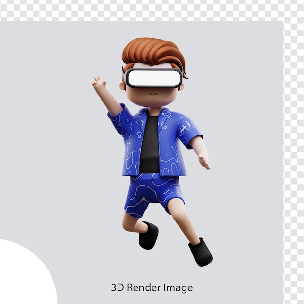 3d illustration metaverse character with virtual reality, for web, app, infographic, app