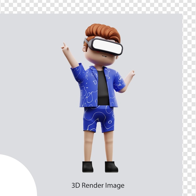 3d illustration metaverse character with virtual reality, for web, app, infographic, app