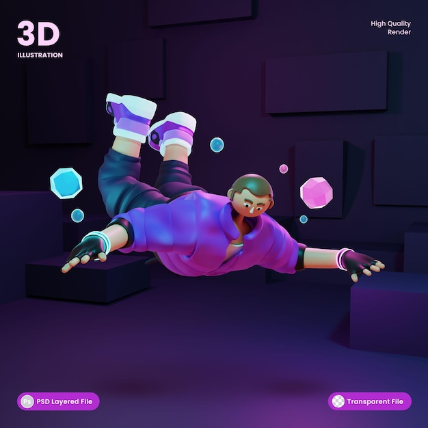 3d иллюстрация футуристического персонажа метавселенной с виртуальными и цифровыми технологиями