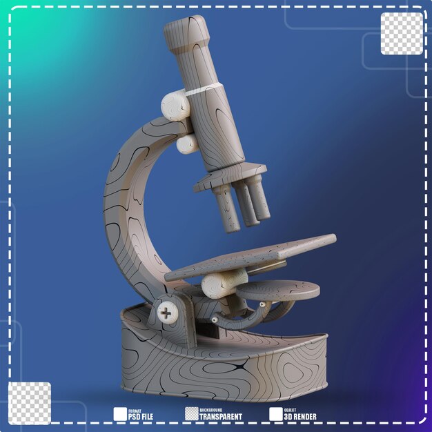 PSD 3d illustration of microscope 3