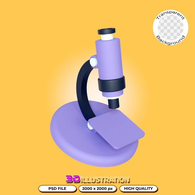 3D illustration of a microscope with a transparent background