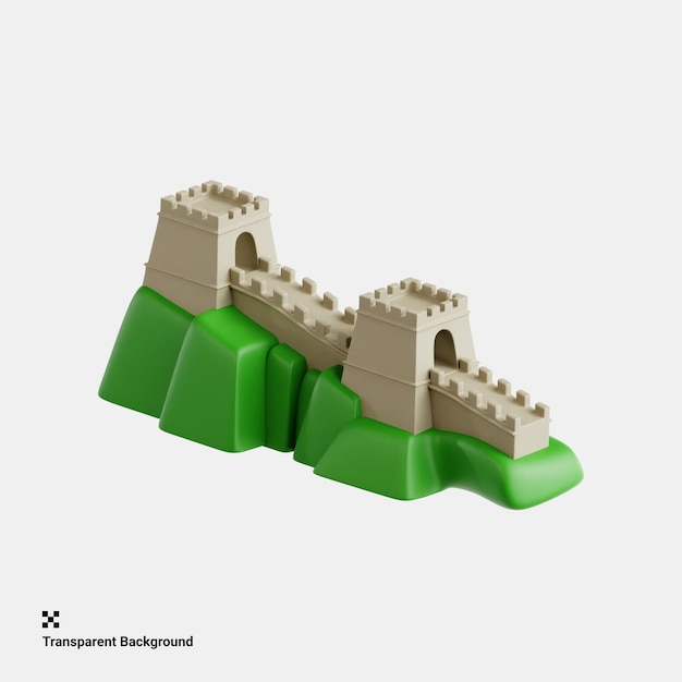 3d illustration of mighty great wall of china