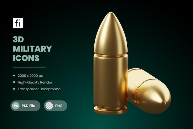 3d-иллюстрация военная пуля
