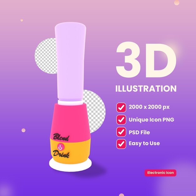 3d illustration mini bottle blender object premium psd