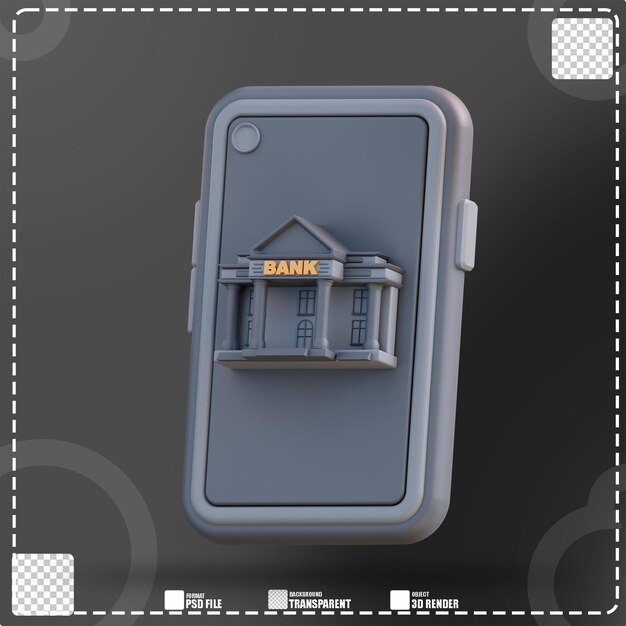 PSD 3d illustrazione del mobile banking 3