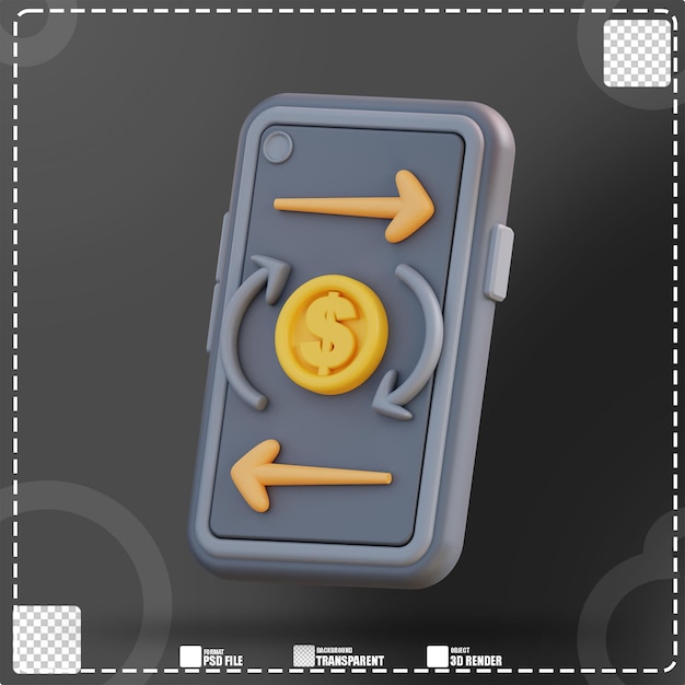 3d illustration of mobile money transfer 2