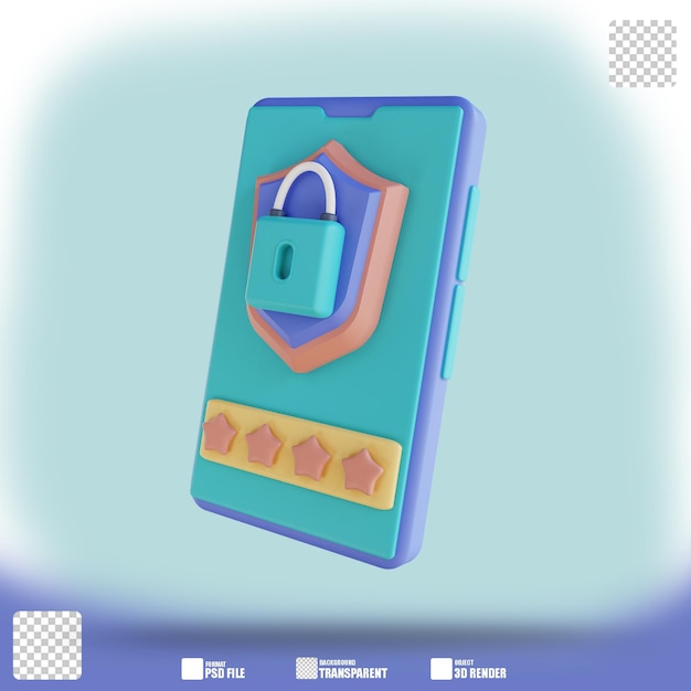 Illustrazione 3d blocco password mobile 3