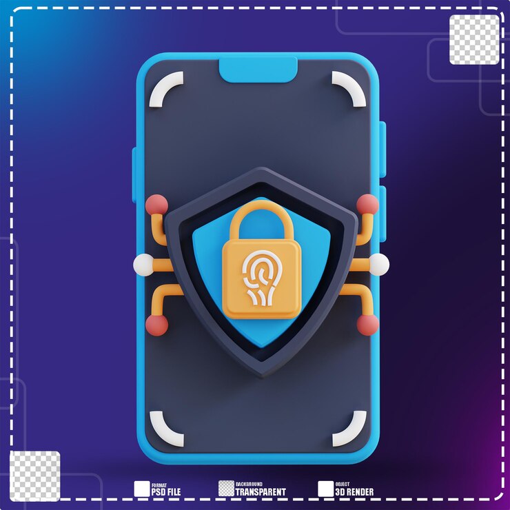 PSD 3d illustration of mobile security 2
